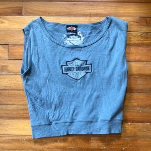 Harley Davidson Motorcycles Crop Top Tank Shirt XL Embroidered Logo NC